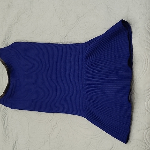 INC royal blue zip up peplum cardigan - Picture 5 of 9
